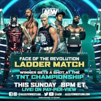 Match graphic for the Face of the Revolution ladder match at AEW Revolution.