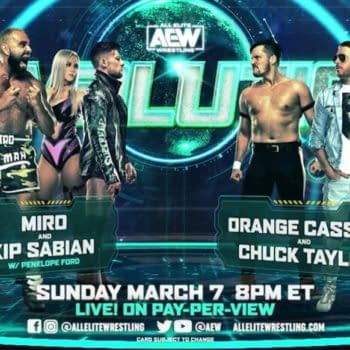 Match graphic for Miro and Kip Sabian vs. Orange Cassidy and Chuck Taylor at AEW Revolution