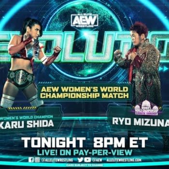 Match graphic for Hikaru Shida vs. Ryo Mizunami at AEW Revolution for the AEW Women's Championship
