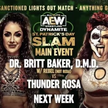 Britt Baker will face Thunder Rosa in an unsanctioned lights out match in the main event of AEW's St. Patrick's Day Slam special.