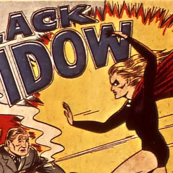 Black Widow title splash by Harry Sahle, Marvel Comics 1941.