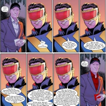 Kevin Feige and Cyclops discuss the history of the X-Men at Marvel in an EX-X-XCLUSIVE EX-X-XTENDED cut of a scene from X-Men #21