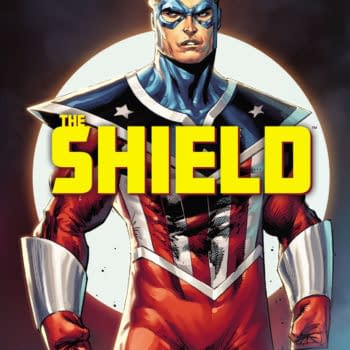Rob Liefeld main cover to The Mighty Crusaders: The Shield #1, by Rob Liefeld and David Gallaher, in stores June 30th from Archive Comics