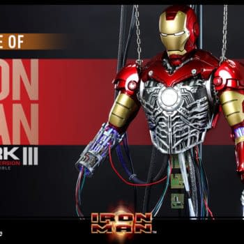 Build Your Own Iron Man Workshop With Hot Toys Mark III Reissue  Hot Toys has announce dates reissue of the Mark II armor set from Iron Man giving collectors a change to build up their own workshop  #TonyStark rebuild his #IronMan Mark III Armor and #HotToys has announce the Construction Version Reissue  Iron man, marvel, hot toys     “Iron Man 1/6th scale Mark III (Construction Version) Collectible - In the first Iron Man movie, Tony Stark is repairing the Iron Man Mark III hanging from the ceiling with complex cables and wires connected to the high tech armor while working in his workshop. Received numerous positive feedback in its initial release, Hot Toys is excited to reissue the 1/6th scale Mark III (Construction Version) Collectible from the Diorama Series for fans to complete their Iron Man collections.”  “The highly-accurate collectible is meticulously crafted based on the image of the Iron Man Mark III in the first Iron Man movie. Measure approximately 39cm tall, it features fine sculpture with highly detailed wires, cables, computer board, and chains that connects to the armor; LED light-up functions design on eyes, arc reactor, and forearm; metallic colored painting on the armor; removable armor parts, and specially designed diorama display. Don’t miss out the opportunity to include this amazing collectible to your workshop diorama!”