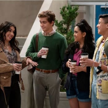 Isabella Gomez, Gavin Lewis, Jolie Hoang Rappaport, and Adrian Matthew Escalona in Head of the Class (2021). Image courtesy of Nicole Wilder / HBO Max / WarnerMedia