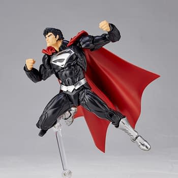 New 52 Superman Makes his Landing with Black Suit Revoltech Figure 