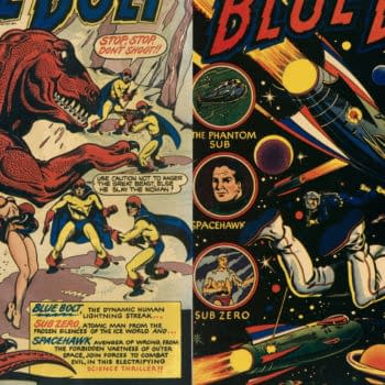 L.B. Cole covers on Blue Bolt #107,108 (Star Publications, 1950-1951)