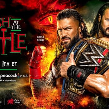 WWE Clash at the Castle promo graphic: Roman Reigns vs. Drew McIntyre for the Undisputed WWE Universal Championship