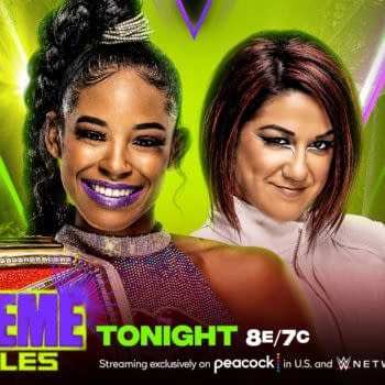 WWE Extreme Rules promo graphic for Bianca Belair vs Bayley for the Raw Women's Championship