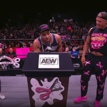 The Acclaimed and Billy Gunn celebrate National Scissoring Day at AEW Dynamite Anniversary