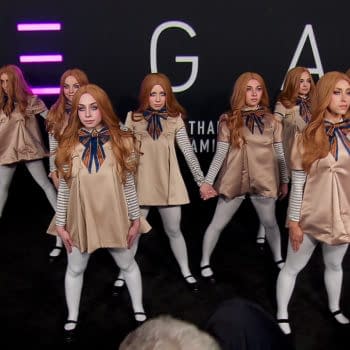 Dancing M3GANs from the Los Angeles premiere of the film, screencap from video of the premiere courtesy Universal Pictures.