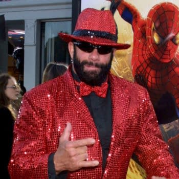 Macho Man Randy Savage arriving at the Spider-Man Premiere at Village Theater on April 29, 2002 in Westwood, CA, photo by Kathy Hutchins / Shutterstock.com.
