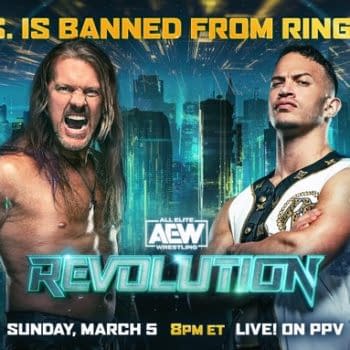 AEW Revolution promo graphic - Chris Jericho vs. Ricky Starks