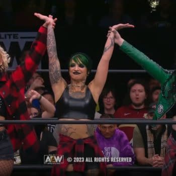 Toni Storm, Ruby Soho, and Saraya stand triumphant on AEW Rampage.