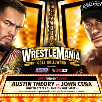 WrestleMania Saturday Promo Graphic: Austin Theory vs. John Cena.