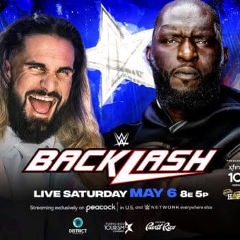 WWE Backlash Preview Graphic for Seth Rollins vs. Omos