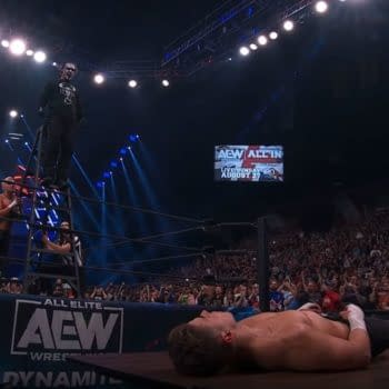 Sting prepares to leap off a ladder on AEW Dynamite