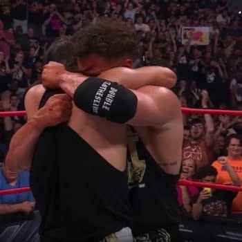 Adam Cole and MJF hug it out on AEW Collision