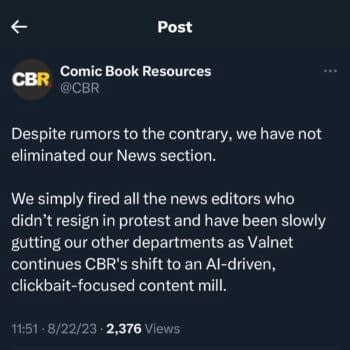 The CBR Tweet That Got Deleted Really, Really Quickly