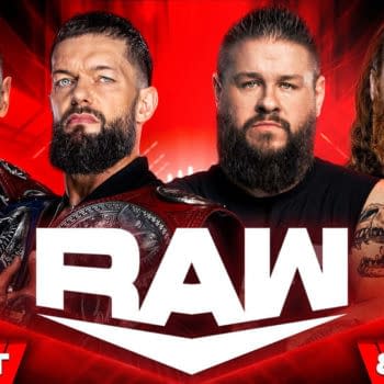 The graphic for the main event of WWE Raw tonight could serve as either a match advertisement or a browsing catalog at the beard stylist.