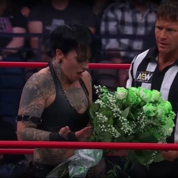 Ruby Soho receives flowers in the ring on AEW Rampage.