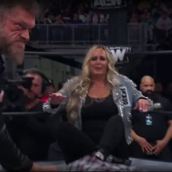 Adam Copeland prepares to assault Nick Wayne in front of his mother on AEW Dynamite