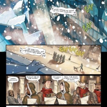 Interior preview page from 0923DC046 Batman/Santa Claus: Silent Knight #1 Ra Cover, by (W) Jeff Parker (A) Michele Bandini (CA) Ra, in stores Tuesday, December 5, 2023 from DC Comics