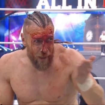 Bryan Danielson celebrates victory at AEW All In London