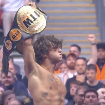 HOOK celebrates winning the FTW Championship from Chris Jericho at AEW All In London