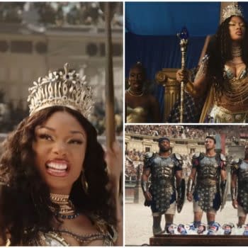 Megan Thee Stallion, Travis Kelce Go Gladiator for Pepsi, Paramount, NFL