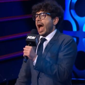 Tony Khan addresses the crowd after AEW Dynamite