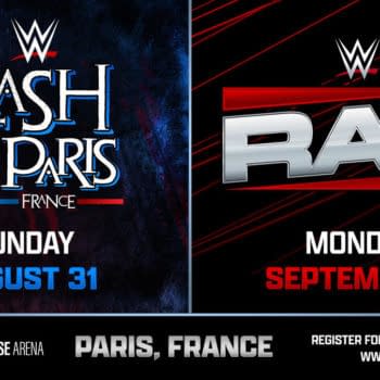 Official WWE graphic announcing WWE Clash in Paris and WWE Raw