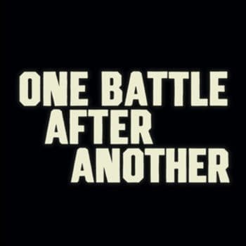 A minimalist graphic featuring the text 'ONE BATTLE AFTER ANOTHER' in bold, off-white letters against a black background, suggesting a dramatic theme for an upcoming trailer.