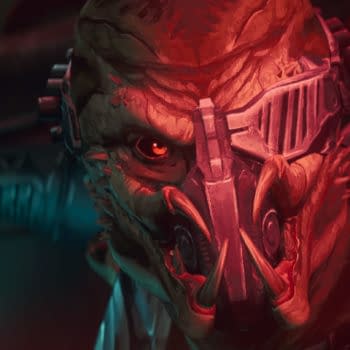 A stylized illustration of a character from 'PREDATOR: KILLER OF KILLERS', featuring a fierce alien-looking being with a distinctive mask and glowing eye, set against a futuristic backdrop. The image is linked to the Hulu exclusive release from 20th Century Studios.
