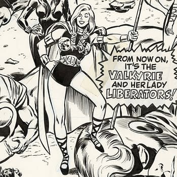 Avengers #83 cover art by John Buscema and Tom Palmer (Marvel, 1970). An illustration featuring Valkyrie in a dynamic pose, holding a spear and surrounded by defeated characters. The text 'From now on, it’s the Valkyrie and her Lady Liberators!' is prominently displayed.