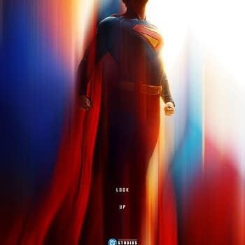 A vibrant movie poster for 'Superman,' featuring a character dressed in a blue suit with a red cape, looking upward against a colorful gradient background. The title 'SUPER MAN' is prominently displayed along with release details.