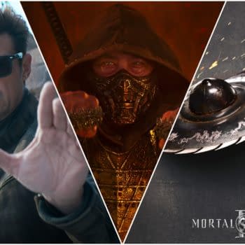 A collage featuring three elements related to Mortal Kombat II: a character in sunglasses looking ready for combat, a hooded figure with a fierce expression, and a metallic shuriken. The bottom right corner displays the Mortal Kombat II logo.