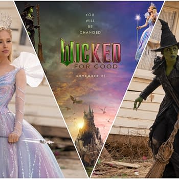 A promotional image for "Wicked for Good," featuring a split design: on one side, a character in a sparkling gown holding a wand, representing a princess; on the other side, a green-skinned witch dressed in black, wielding a broomstick. The backdrop includes a fantastical castle and the film's tagline, 'You will be changed,' with the release date noted as November 21.