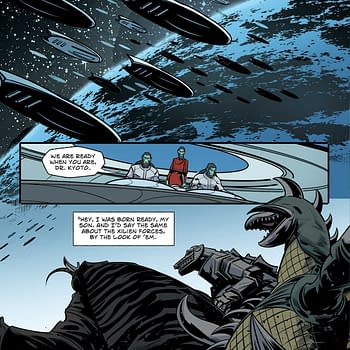Interior preview page from GODZILLA: HERE THERE BE ALIENS #5 FERO PE COVER