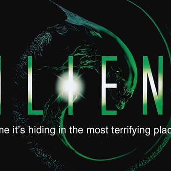 Illustration featuring the title 'ALIEN 3' in bold green letters, with a menacing alien silhouette in the background and a bright light source at the center. The tagline reads, 'This time it's hiding in the most terrifying place of all.'