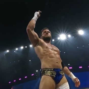 MJF stands in the ring and raises one arm in triumph after a main event win on AEW Dynamite.