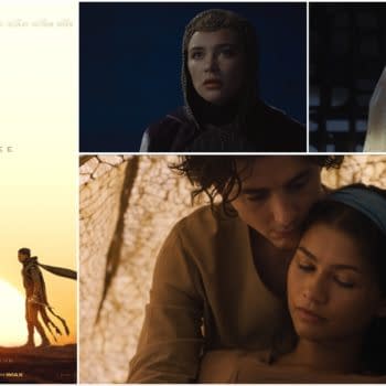 Collage of Dune: Part Three featuring the teaser poster and film stills of characters in desert and dramatic close-up scenes.