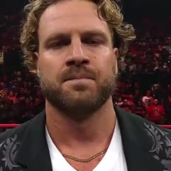 Close-up of Hangman Adam Page standing in the ring during a promo on AEW Collision