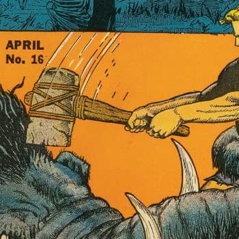 Jungle Comics #16 (Fiction House, 1941) Nick Cardy cover crop showing Kaanga battling a charging mammoth.
