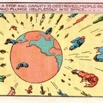 Fantastic Comics #7 (Fox, 1940) Stardust story by Fletcher Hanks. People rise from Earth after an anti-solar ray stops the planet.