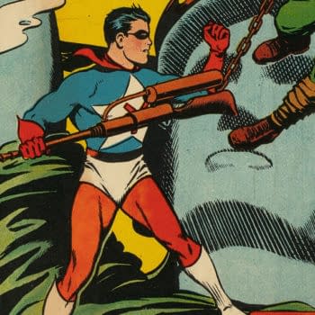 Prize Comics #22 (Prize, 1942) featured image by Jack Binder. Black Owl fights a masked attacker with a spear on a cliff