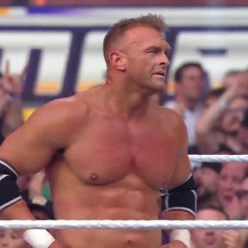 Nick Aldis takes in the crowd following his loss to Gunther at WWE SummerSlam