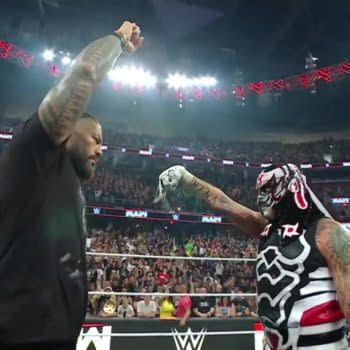 Roman Reigns and Penta face off in the ring after Penta secures the chance to lose to Roman in Mexico