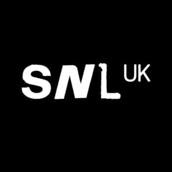 White SNL UK logo on a black background.