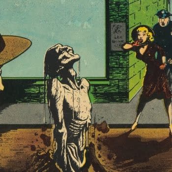 Menace #5 (Atlas, 1953) front cover by Bill Everett. A walking corpse staggers down a city street as shocked onlookers recoil.